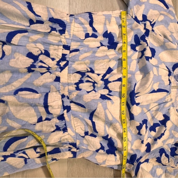 NWT LOFT Brushed Daisy Balloon Sleeve Flare Sleeve Dress, Blue&White, M - Picture 8 of 11